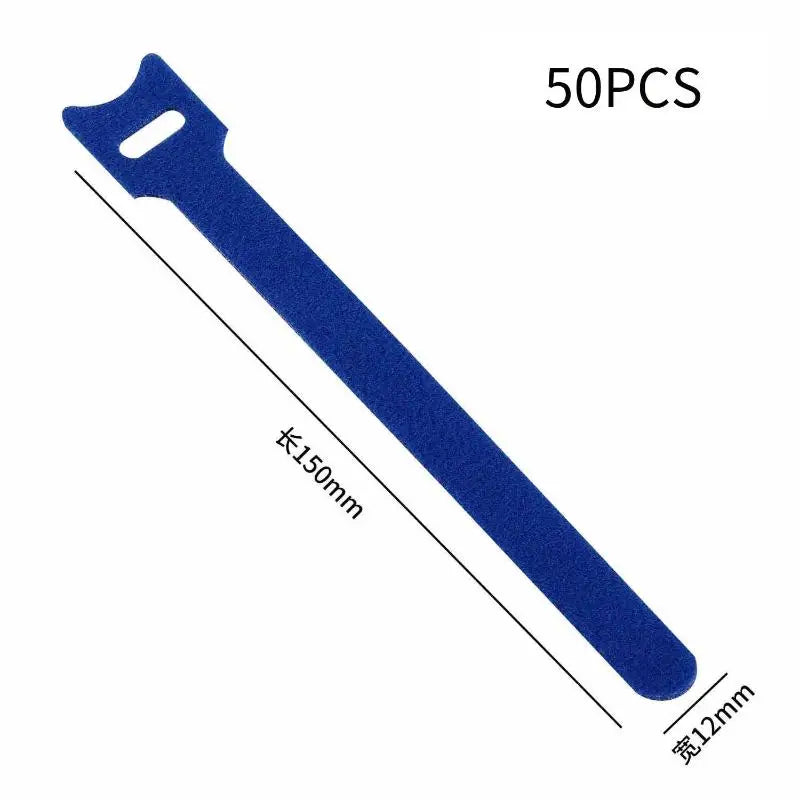 Organized Cable Setup 30 50 Reusable Hook Loop Straps Qme blue 50pcs