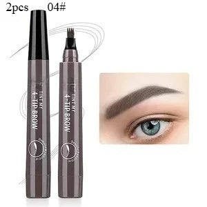 Four-pronged eyebrow pencil, four-end, long-lasting, non-smudged, water-resistant, anti-smudged eyebrow pencil Qme 04-2pcs
