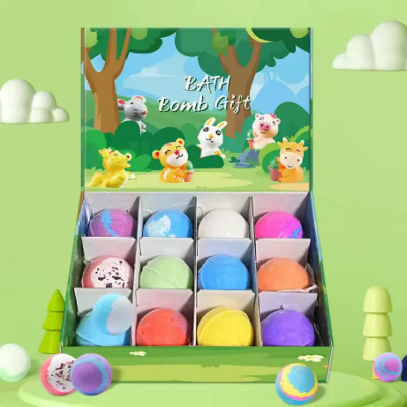 Natural Bath Salt Ball Pack Gift Box Containing Children's Surprise Toys Fun Bathing Moisturizing Anti Drying Bath Bombs Qme