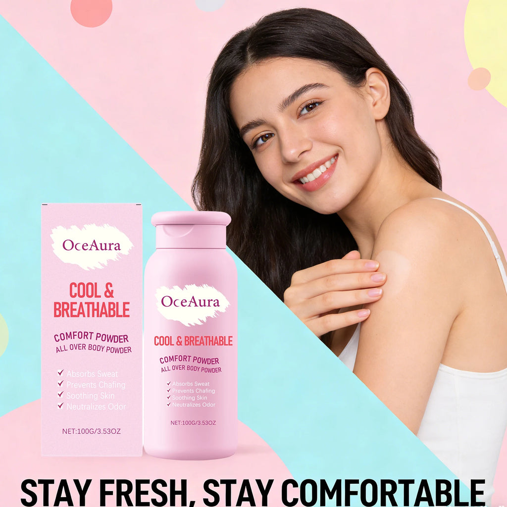 Talcum Powder Absorb Sweat Fast-Acting Remove Odor Oil Control Smoothing Skin Moisture Refreshing Body Comfort Loose Powder 100g Qme Default Title