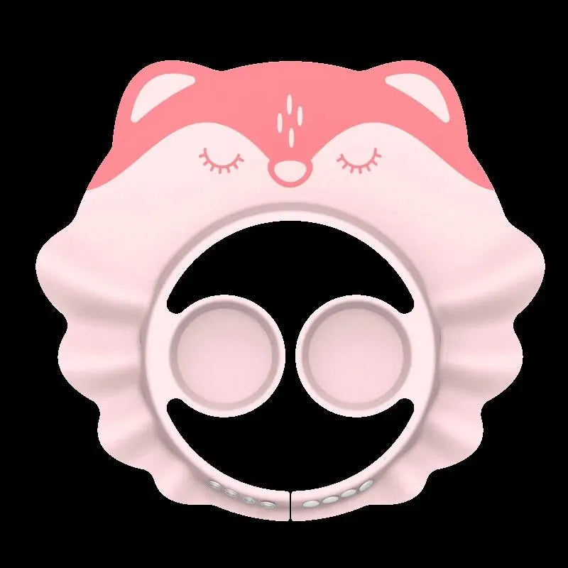 Baby Bath Visor Shampoo Cap Children Kids Shower Soft Cap Adjustable EVA Cap Waterproof Eye Protection Earmuff Headgear Fox Cap Qme Fox light pink