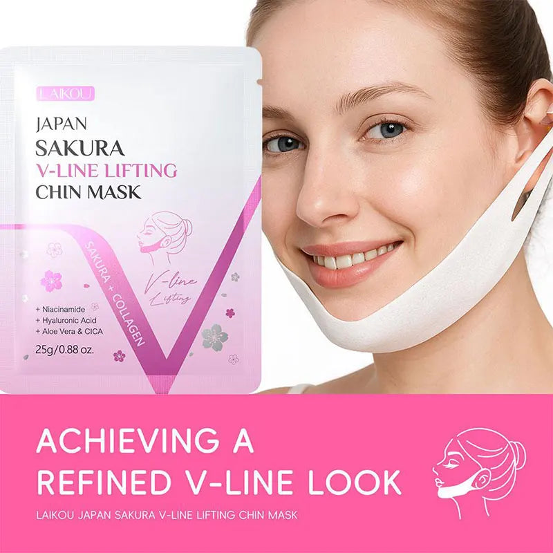 Sakura V Shape Lifting Up Face Mask Nourishing Double Chin Reduce Qme