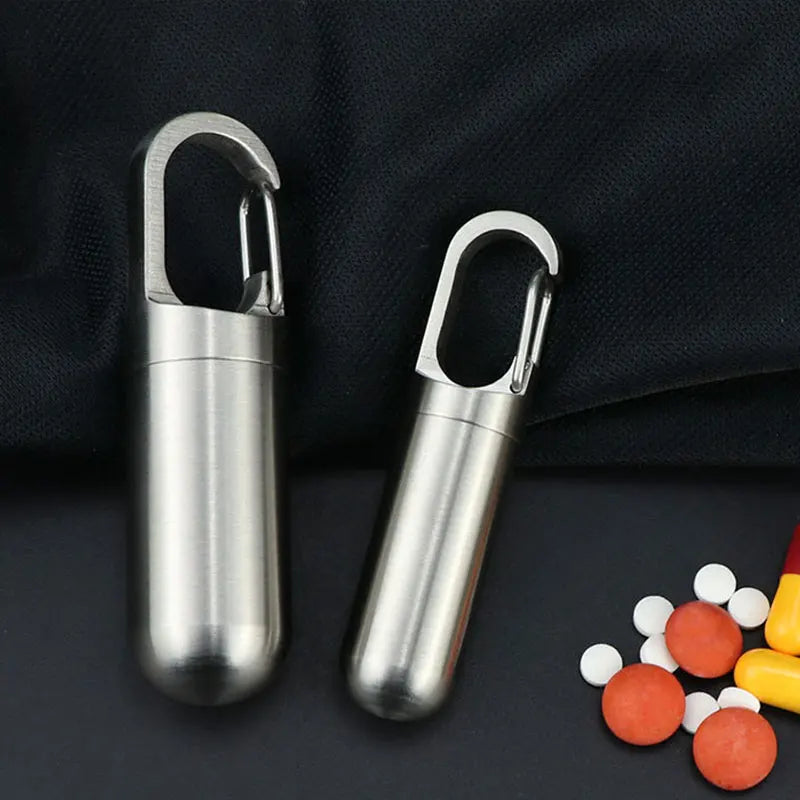 Waterproof Aluminum Alloy Pill Case Medicine Tablet Dispenser Qme