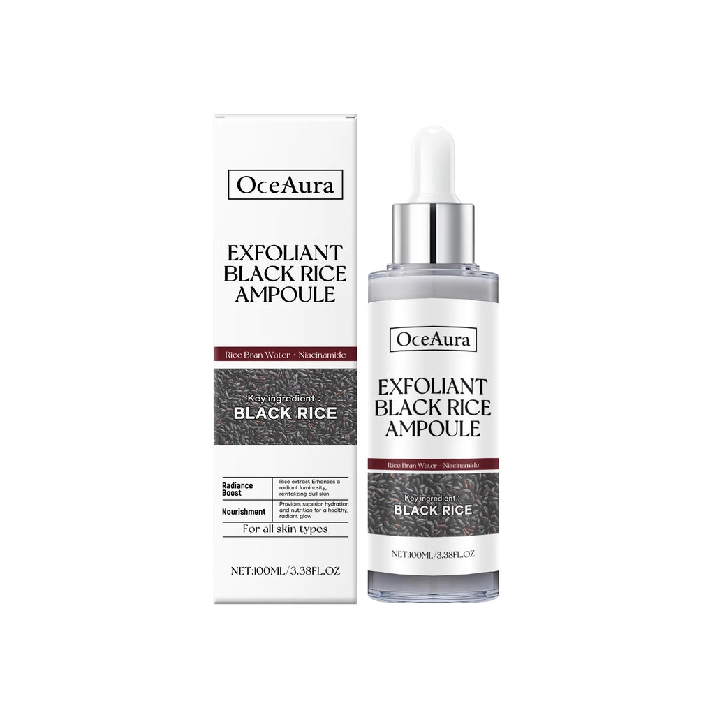 Black&White Rice Exfoliating Essence Dead Skin Remover Facial Glowing Replenisning Shrink Pore Hyaluronic Acid Brightening Serum Qme 1pc