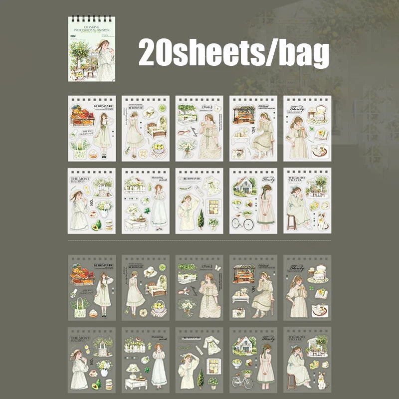 20 Sheets Career Sticker Book for Journal Scrapbooking DIY Planner Phone Case Decoration Kids Adults Craft Art Supplies Qme 2