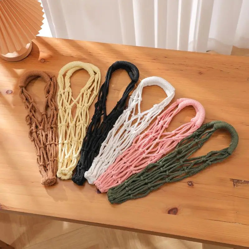 Handmade Macrame Water Bottle Sling Multicolor Cotton Rope Net Bag Qme