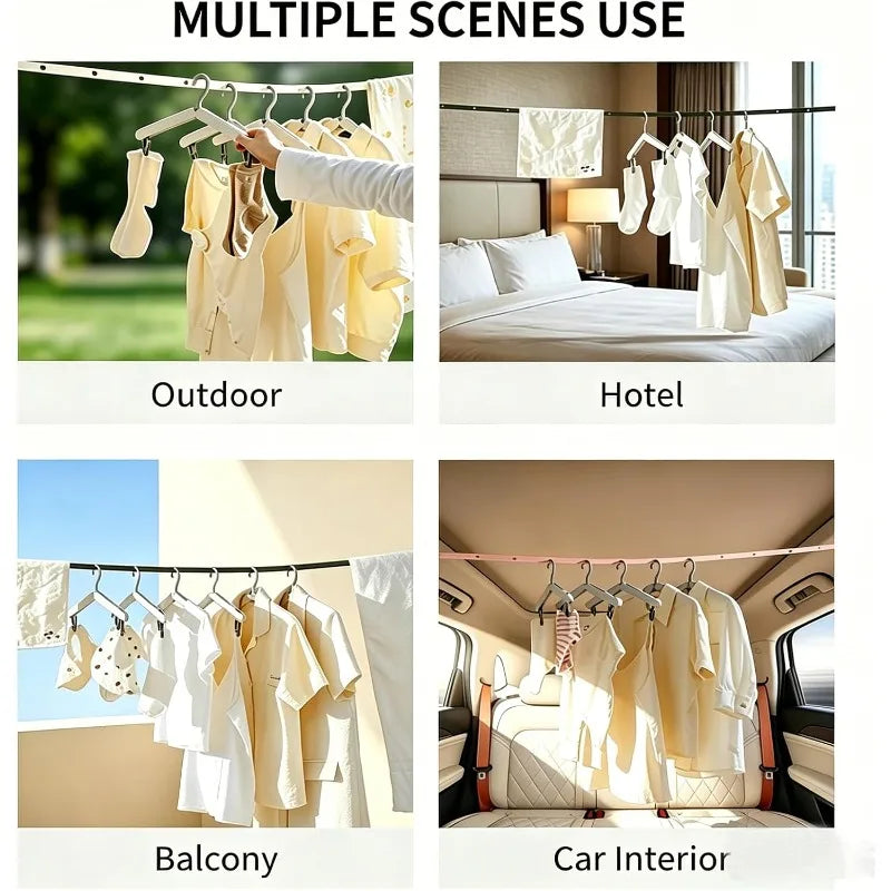 Travel Clothesline 11 5FT Non-slip Windproof Nylon Retractable No Qme