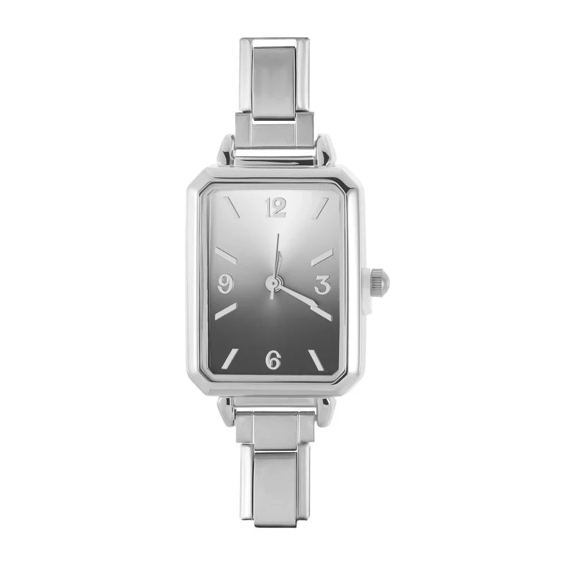 New High Quality Simple Square Watch Bracelet Fit 9mm DIY Italian Charm Stainless Steel Gradient Color Watch Bangle Jewelry Gift Qme Style 37