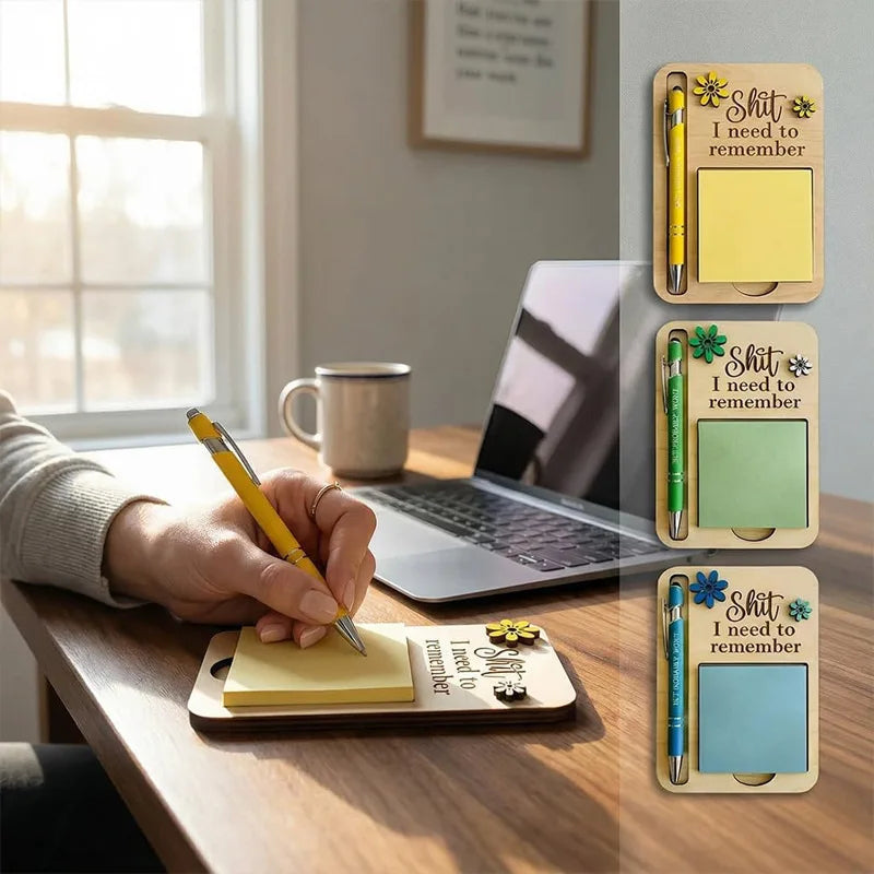 Creative Wooden Sticky Note Clip Holiday Tags Durable Desk Organizer Qme