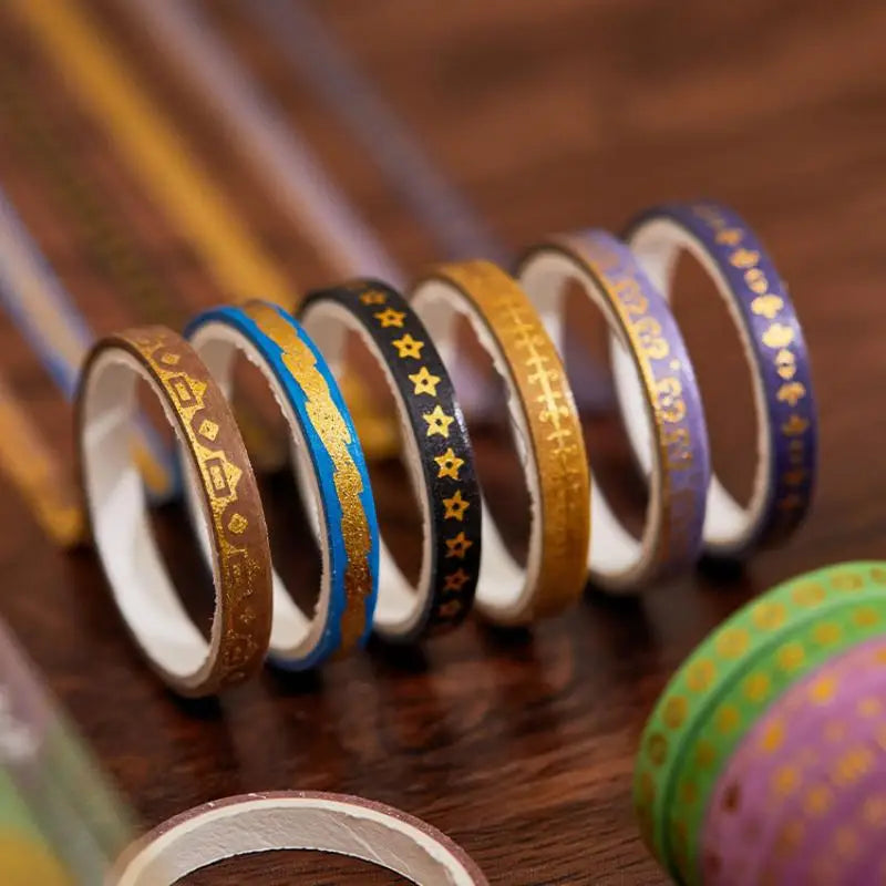 Washi Tape Gold Foil Decorative Adhesive Scrapbooking Ribbons Diary Qme