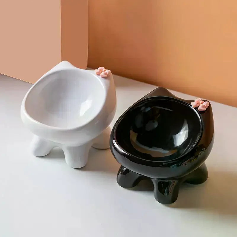 1pcs Pet Food Bowl 15-Degree Angle Cat Bowl To Protect The Cat's Neck And Prevent Pressure On The Whiskers Pet Supplies Qme