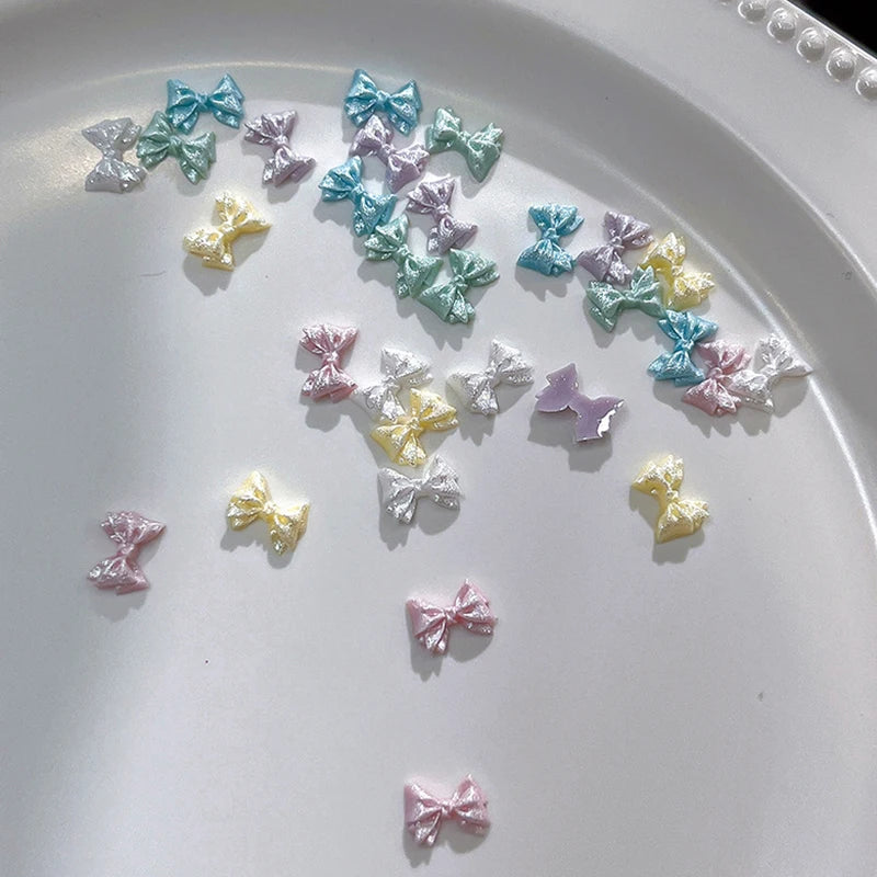 DIY Craft Supplies Pearlescent 3D Nail Art Bow Charm Nails Decoration Qme