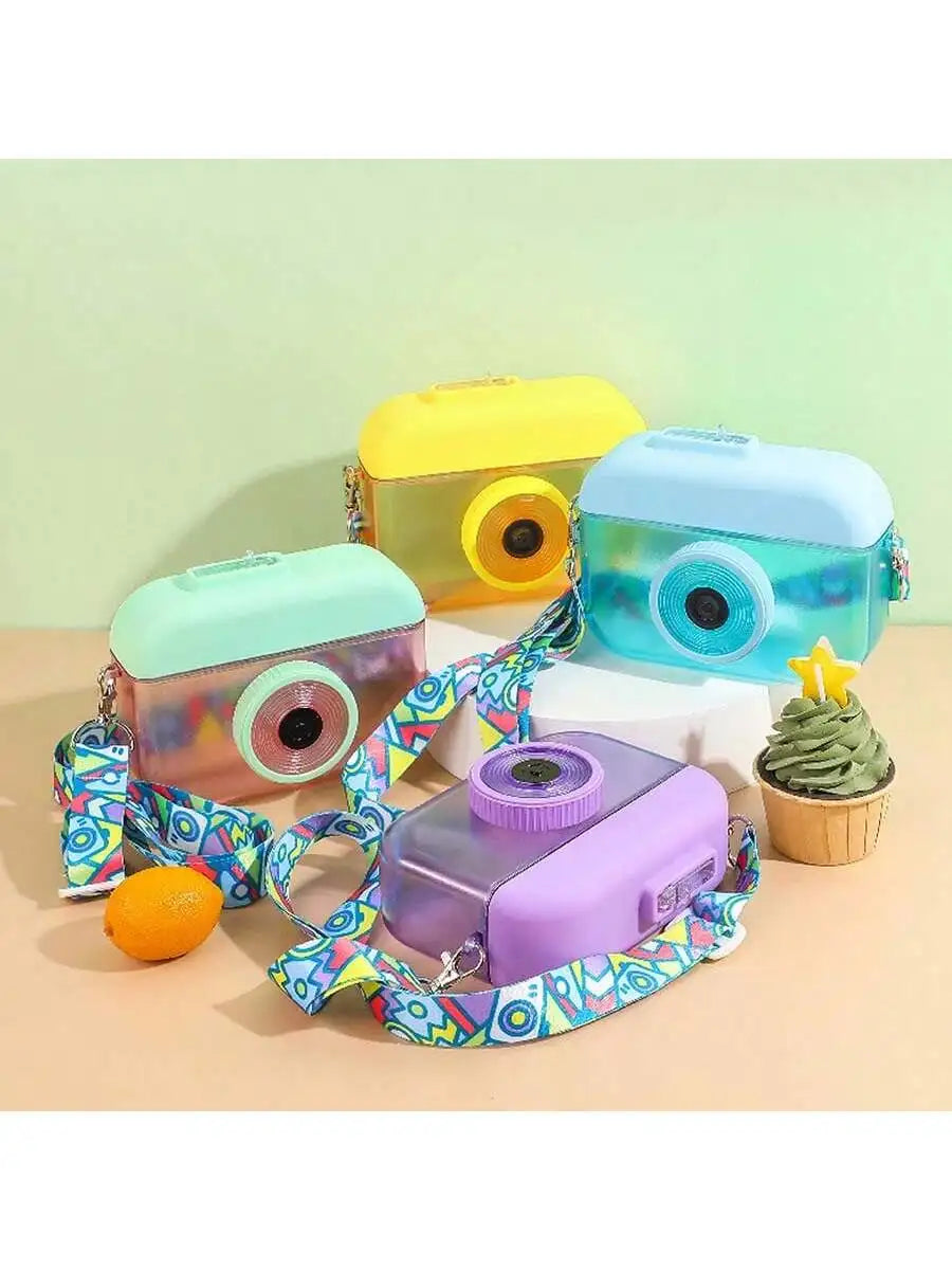 Cute Camera Shaped Water Bottle Portable Cartoon Plastic Outdoor Qme
