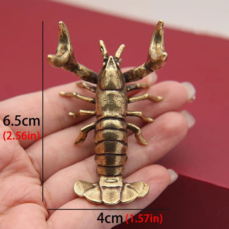 ^Solid Brass Crayfish Ornament Vintage Animal Pen Holder Desktop Decoration Crafts Collections Lobster Figurines Tea Pets Qme