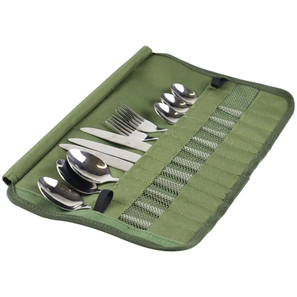 Camping Cutlery Roll Bag Kitchen Cooking Utensil Set Travel Organizer Multi-function Cutlery Pouch Holder Forks Spoons Chopstick Qme