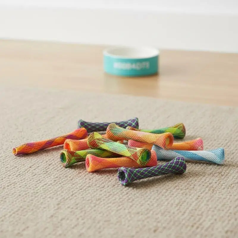 20 Colorful Cat Spring Toys Springy Mesh Stick Interactive Pet Toy Qme