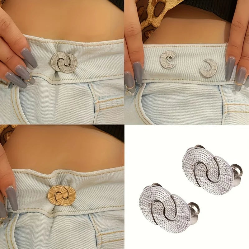 2/3PCS Pant Waist Tightener Adjustable Buttons Pins for Loose Jeans No Sew and No Tools Waist Cincher Clip for Clothing Skirts Qme