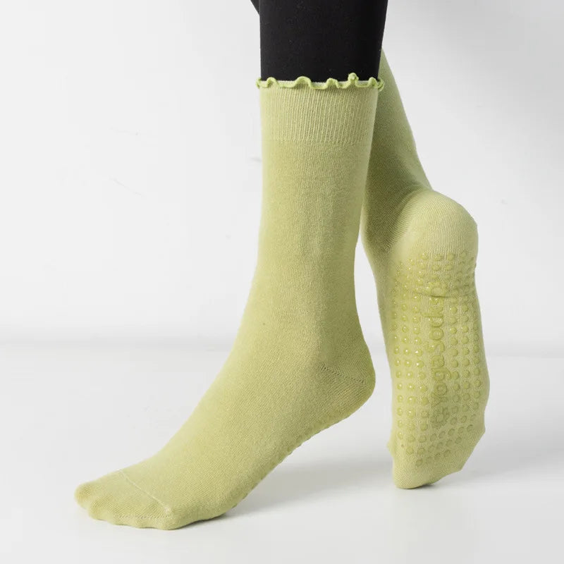 Ladies' Fitness Cotton Breathable Non- Pilates Yoga Socks Damping Dance Ballet Grip Socks Solid Color Casual Knee-high Socks Qme