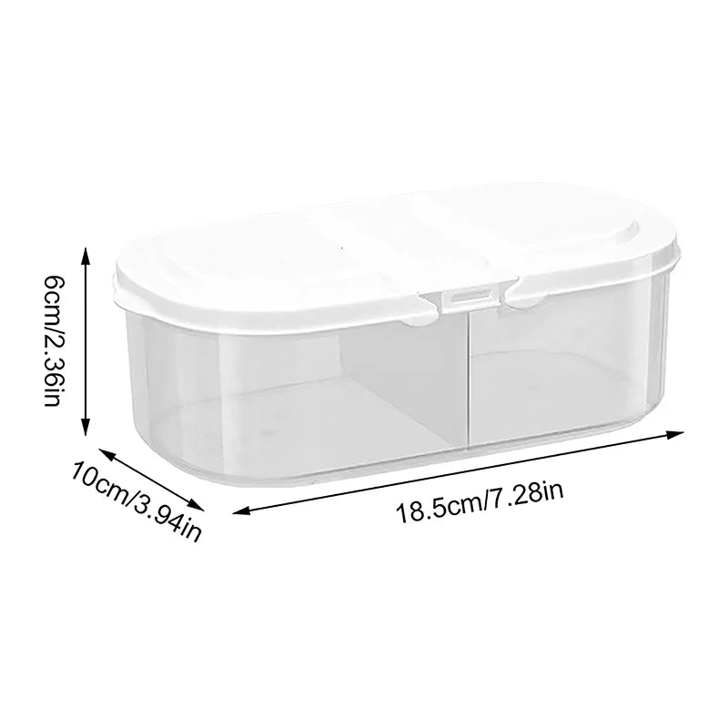 Kitchen Refrigerator Plastic Storage Jar Double Compartment Lid Food Qme