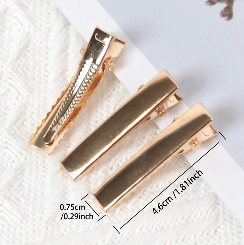 Metal Alligator Hair Clips Duckbill Blank Setting Base DIY Women Qme 4.6cm 50pcs