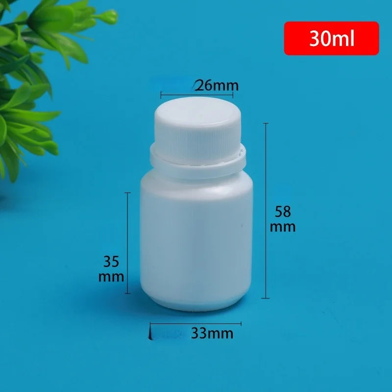 Solid Powder Portable Containers Plastic HDPE White Empty Seal Qme 30ML 10PCS B