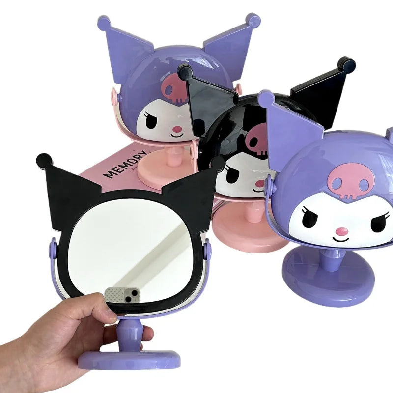 Kuroomi-Style Desktop Makeup Mirror Creative and Cute Cartoon-Themed Rotating Touch-Up Mirror Qme