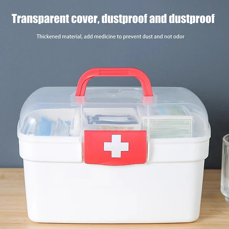 Portable Medicine Storage Box Large Capacity Family Hand First Aid Qme