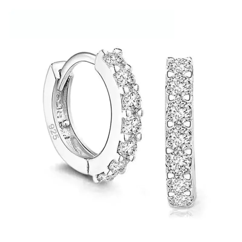 Fast Ship Newest Luxury Romantic Women Jewelry 925 Sterling Silver Plated Rhinestone Crystal Hoop Earrings For Women Wholesale Qme Default Title