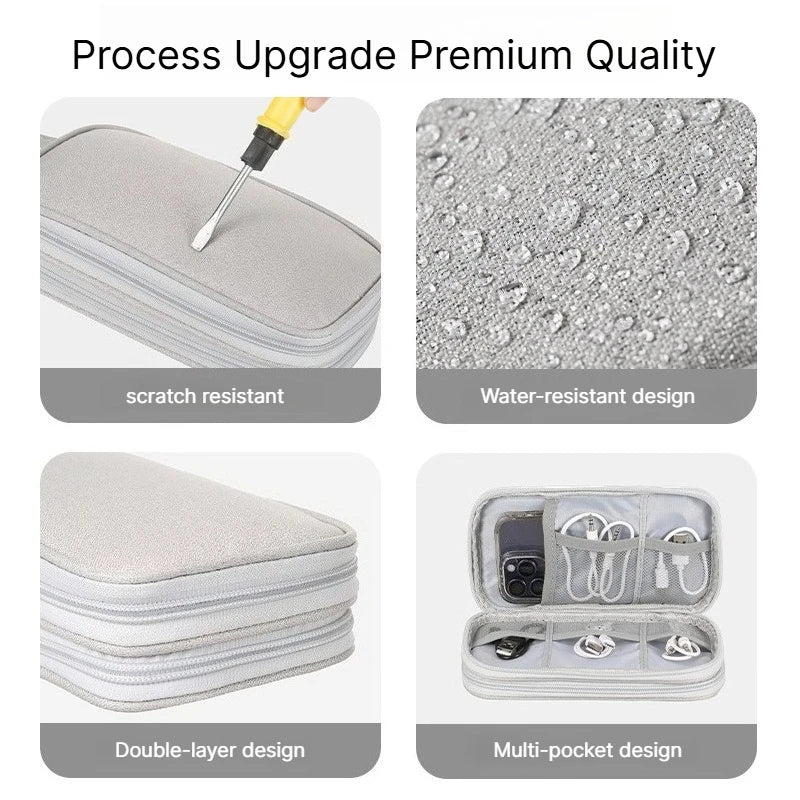 A Portable travel digital storage bag USB cable organizer headphone charger box gray/black/pink/blue neat and convenient Qme