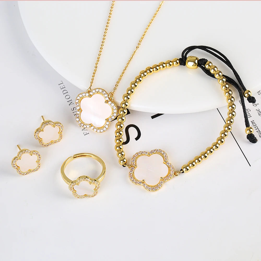 Trendy Sweet Fashion Natural White Solid Five Leaf Petals Women