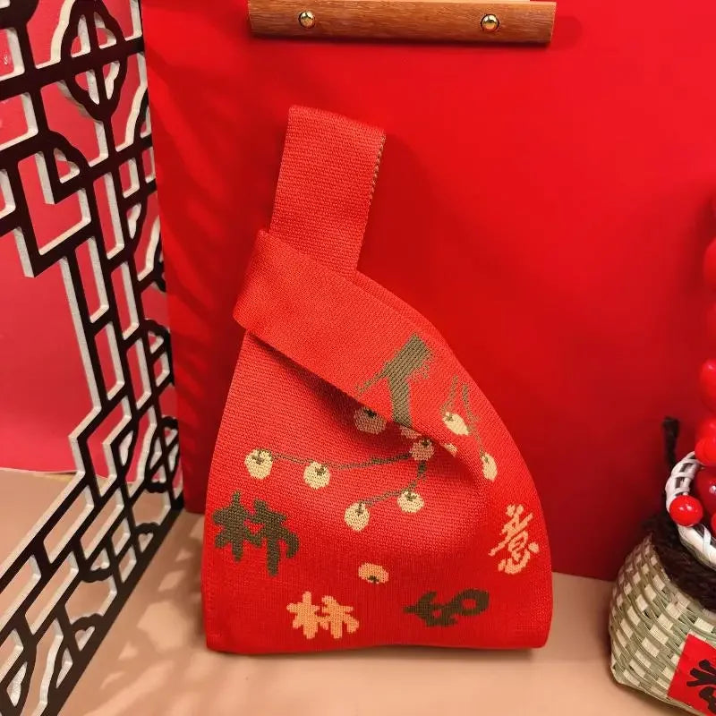 New 2026 Horse Year Cartoon Mascot Pony Knitted Bucket Bag For Women Fashion Large Capacity Portable Handbag New Year Gift Qme style 26