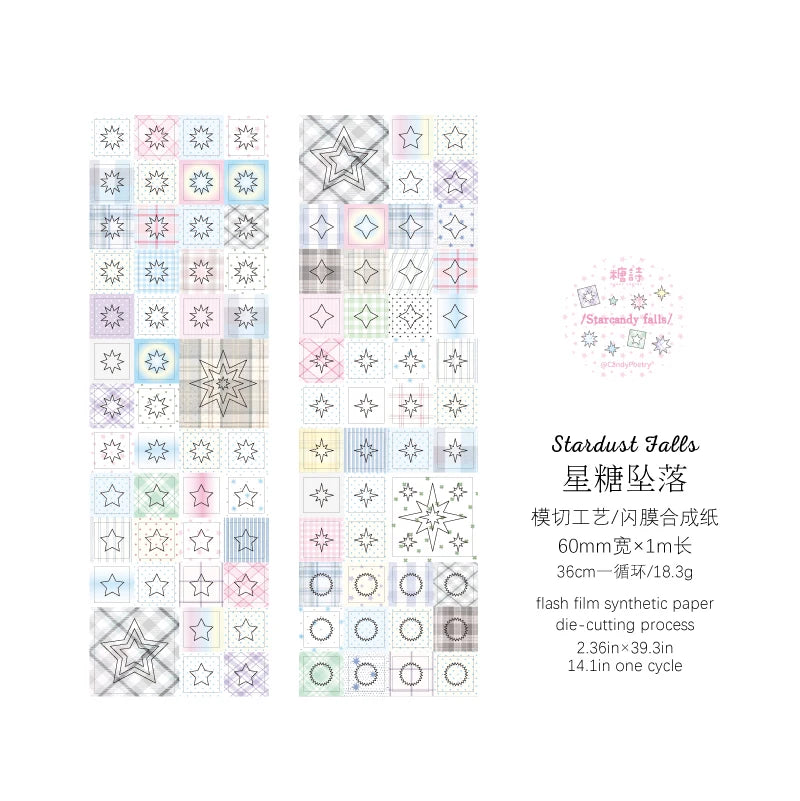 1Roll Kawaii Cute Style Glitter Die-Cut Synthetic Paper Tape for DIY Scrapbooking Collage Material Phone Case Notebook Decoratio Qme 1