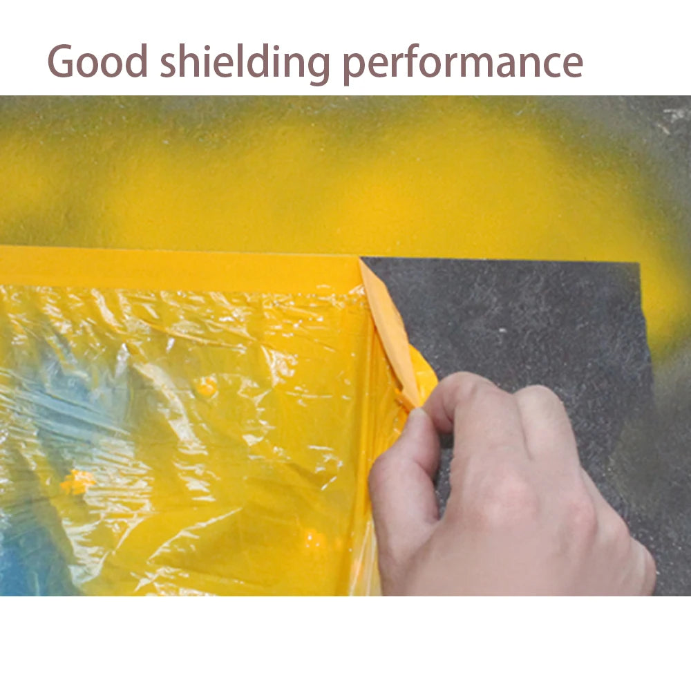 3 Sizes Pre-Taped Masking Film for Auto Painting Covering Tape and Drape Cloth PE Pre-Adhesived Dust Paint Protective Drop Film Qme