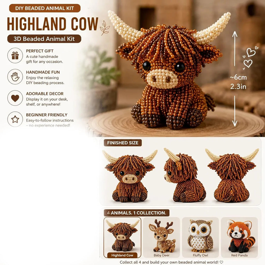 Cute Farm Animal Bead Craft Kit Diy 3d Beaded Ornament Set Perfect For Home Decor Keychains & Gift Giving Easy Craft Qme