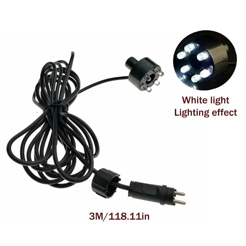1PC Underwater 6-LED Light Ring For Fountain Fish Pond Water Garden AC Adapter Warm White/White Fountain Light Ornament. Qme A1