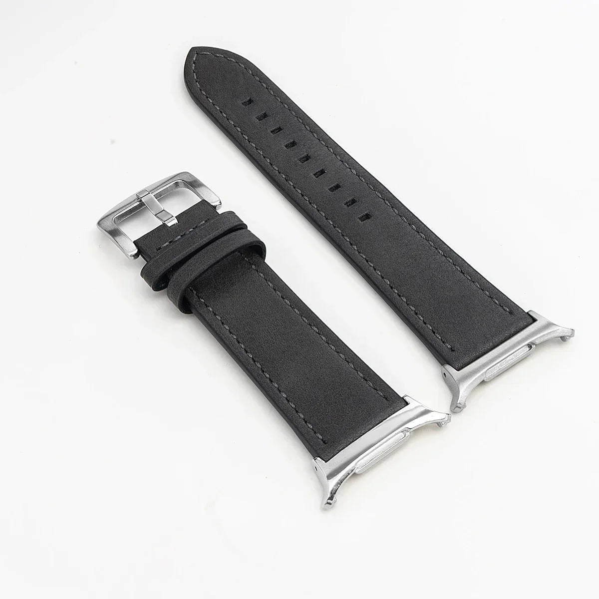 Leather Band for Samsung Galaxy Watch 7 Ultra 47mm No Gaps Strap SmartWatch Bracelet for Galaxy Watch 7Ultra Wristband Correa Qme Grey Silver Galaxy Watch 7 Ultra