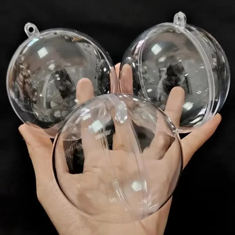 10/1Pc Christmas Transparent Ball Plastic Christmas Trees Open Ball Box Bauble Ornament Wedding Gift Party Home Decoration Qme