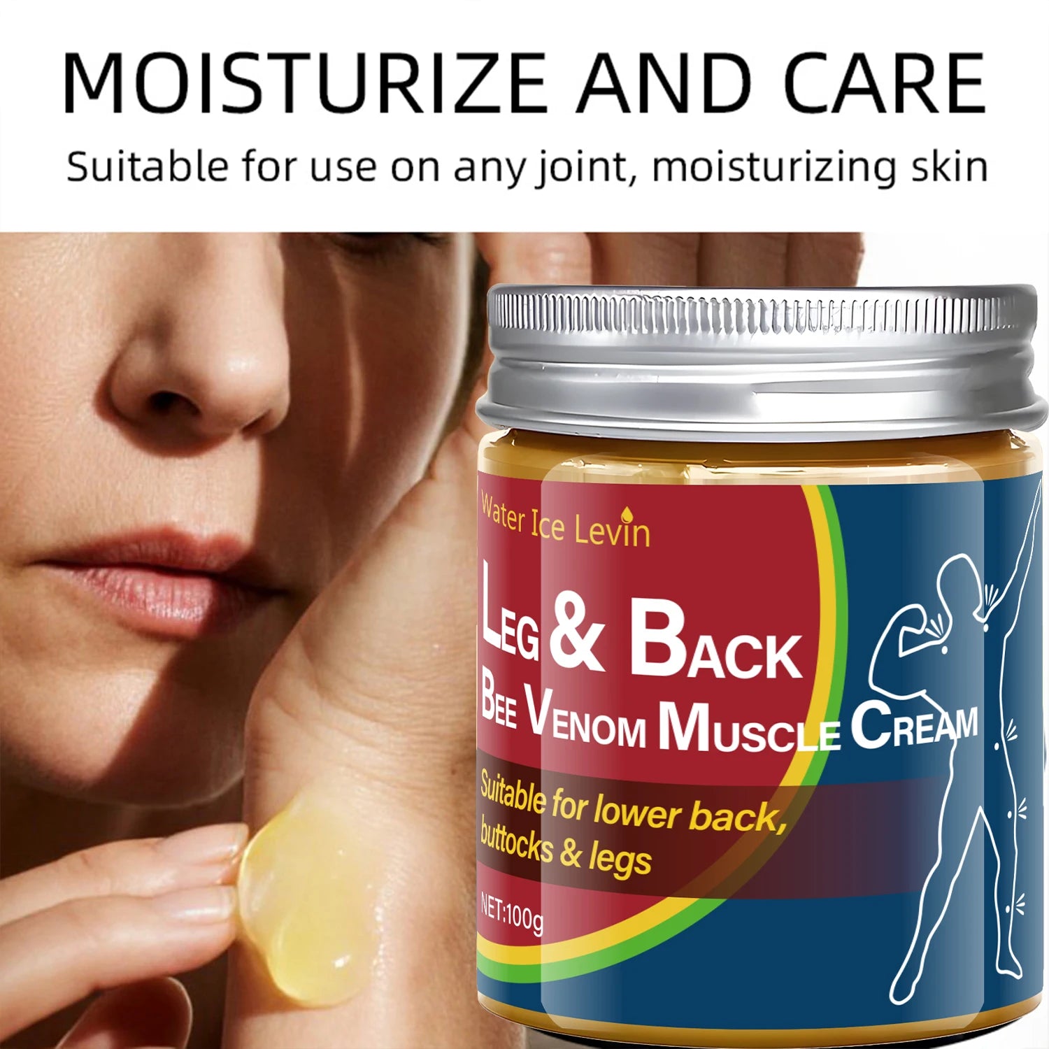 Leg & Back Bee Venom Muscle Cream for Lower Back, Buttocks & Legs - Moisturizing, Protective Formula for Elastic Skin. Qme