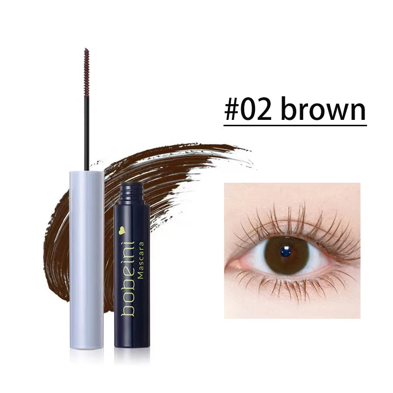 Silk Fiber Curling Mascara Ultra-fine Brush Lengthening Volumizing Qme Brown 02
