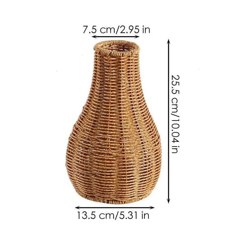 Rustic Vase Pampas Grass Home Decor Artistic Boho Woven Plant Holder Qme