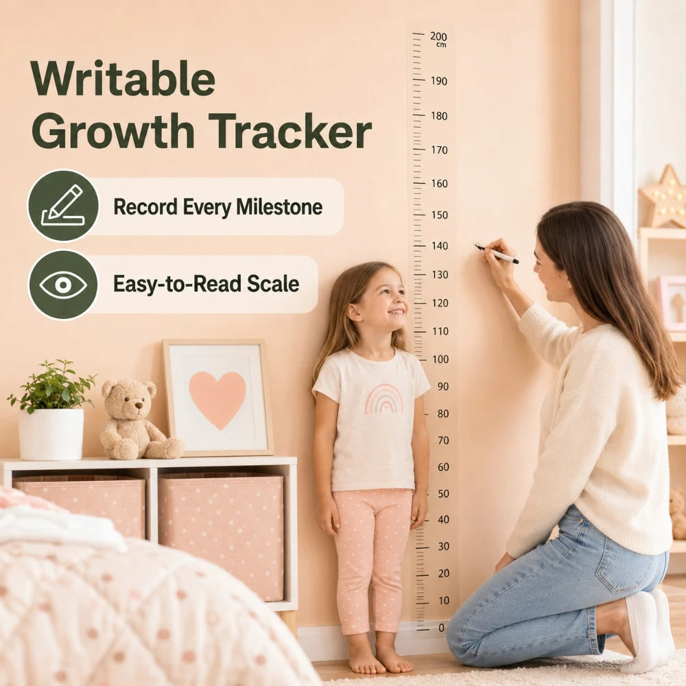 Self Adhesive PVC Height Measurement Wall Sticker 2m Erasable Removable Decor Ruler For All Indoor Household Spaces Qme