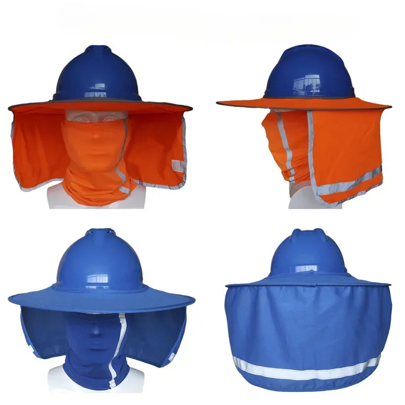 Outdoor Construction High Visibility Sun Neck Shield Full Mesh Safety Hard Hat with Sun Shade Neck Protection for Men Qme