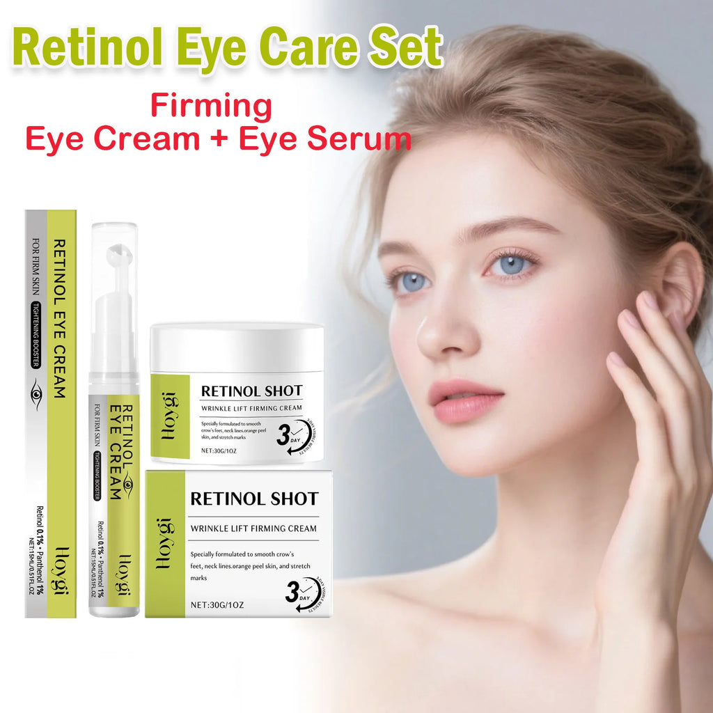 Retinol Eye Care Set Lift Firming Eye Cream Fades Fine Lines Pore Shrinking Dark Circles Repair Retinol Firming Eye Serum Qme