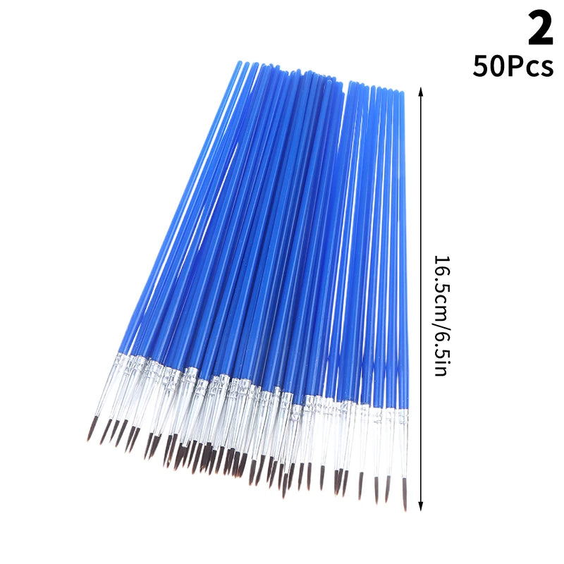 Painting Brushes Art Round Flat Hair Nylon Paint Brush Oil Acrylic Qme 2