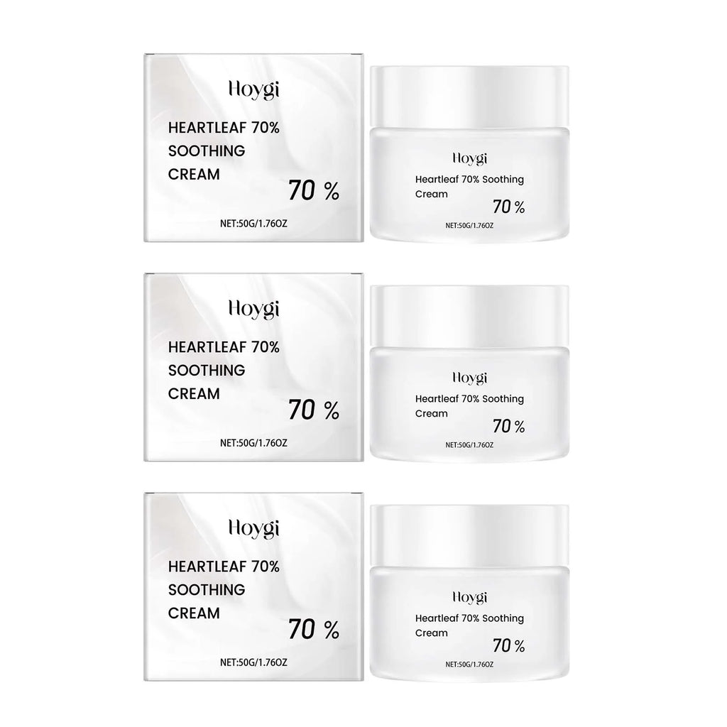 Heart Leaf 70% Soothing Cream Contains Ceramide EOS Moisturizing Relieves Dry Skin Restores Skin Elasticity Facial Cream Qme 3 x 50g Boxed