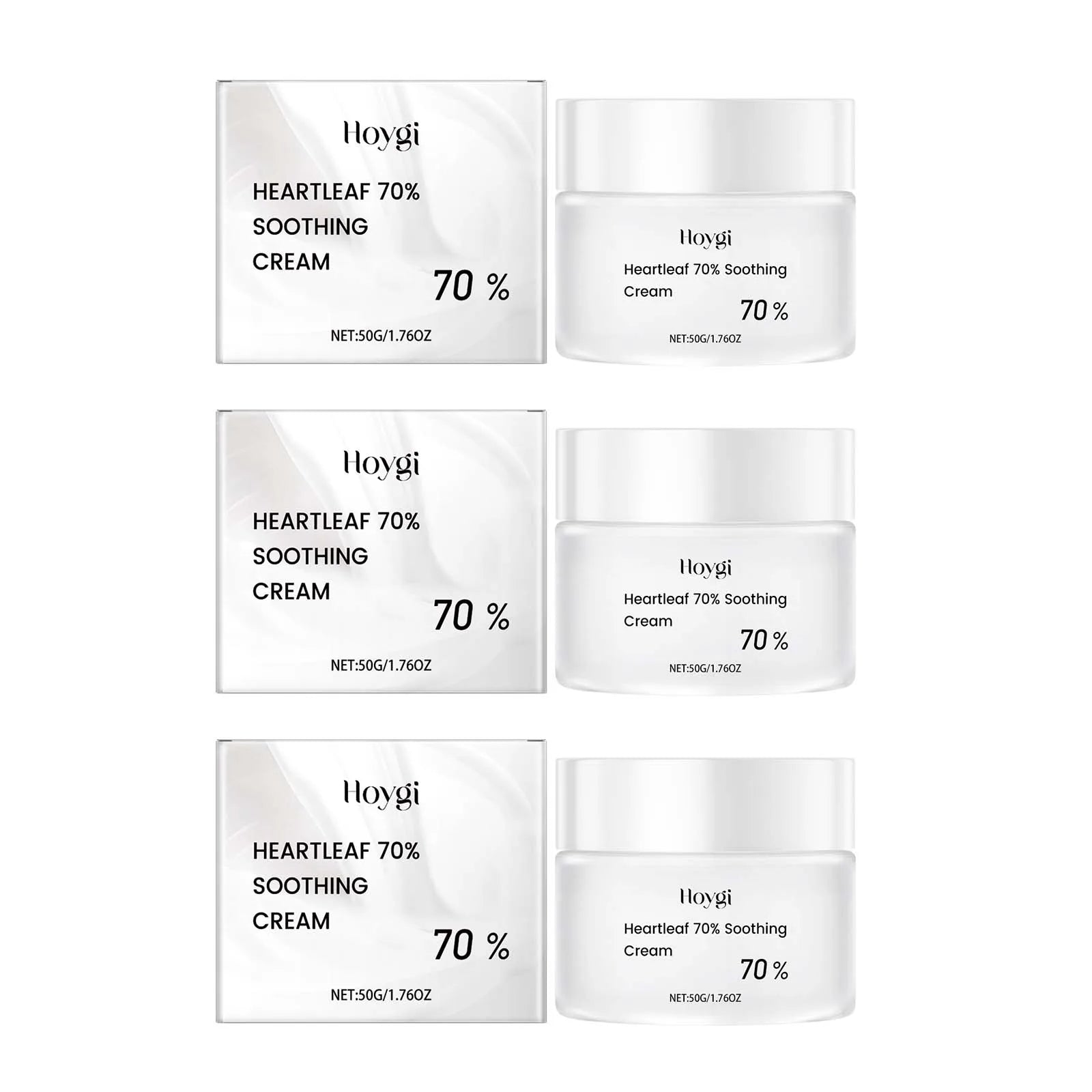 Heart Leaf 70% Soothing Cream Contains Ceramide EOS Moisturizing Relieves Dry Skin Restores Skin Elasticity Facial Cream Qme 3 x 50g Boxed