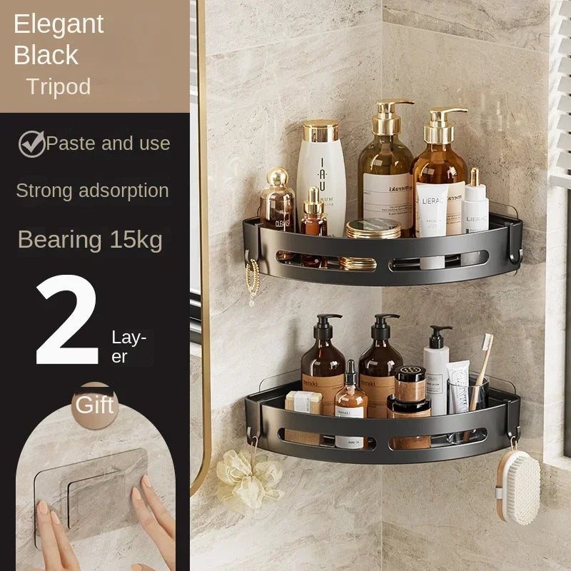 3PCS Bathroom Triangle Shelf Non Perforated Wall Mounted Bathroom Shower Storage Wall Rack Bathroom Accessories Household Items Qme 2PCS