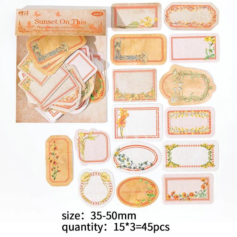 45 pcs Flowers Labels Stickers Decorative Creativity Scrapbooking accessories Diary Album junk journal supplies Qme C