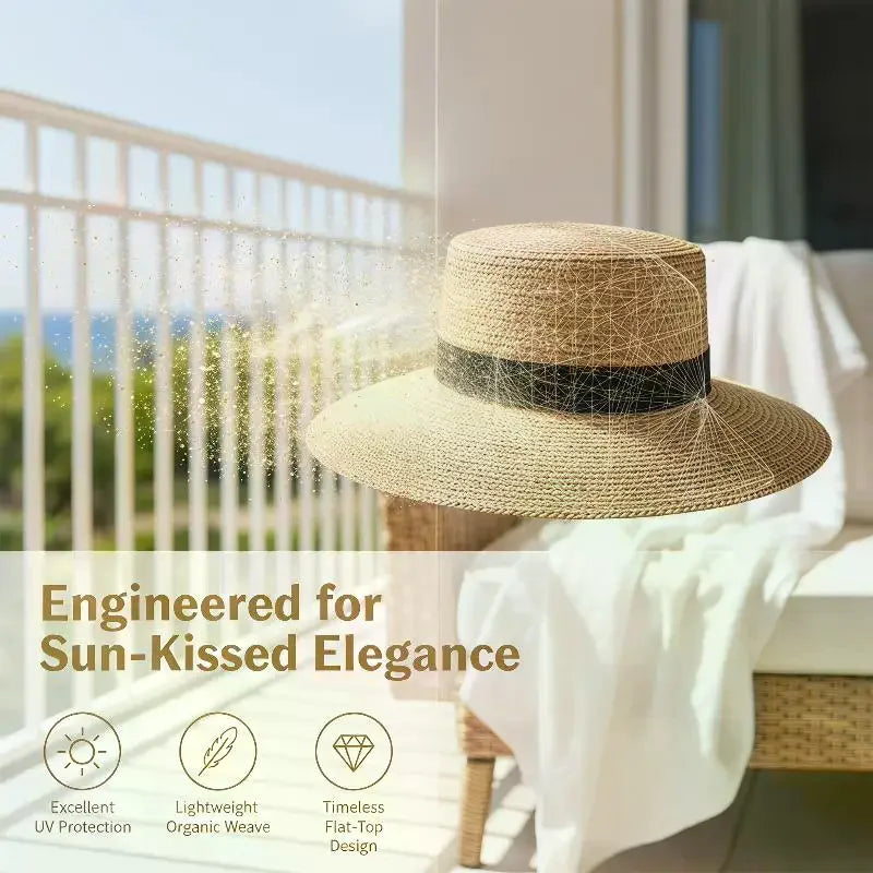 High-quality Wide-brimmed Panama Straw Hat Beach Trips Summer Sun Qme