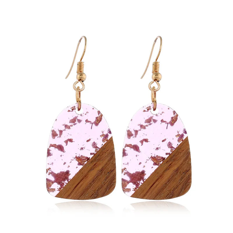 Creative Vintage Resin Splicing Wood Personality Earrings Personality Charm For Women Girls Wedding Christmas Party Gift Qme 2